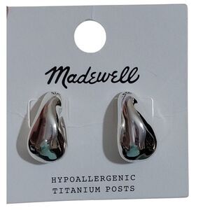 Madewell Sculptural Droplet Statement Earrings Silver Tone Hypoallergenic Artsy